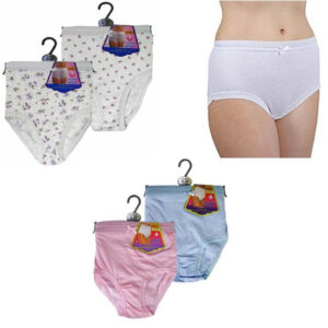 Ladies 100% Cotton Full Size Ribbed Briefs