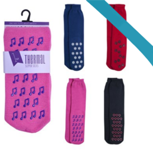Ladies Assorted Slipper Socks With Rubber Gripper (SK130)