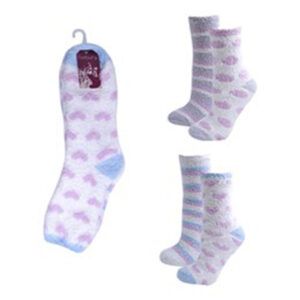 Ladies Assorted Slipper Socks With Gripper