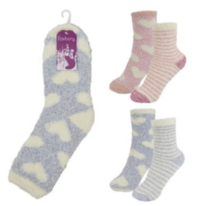 Ladies Assorted Slipper Socks With Gripper (SK587)