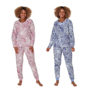 Ladies Marlon Super Soft Fleece Cat Print Pyjamas Set