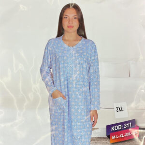 Ladies 100% Cotton Long Sleeve Nightdress