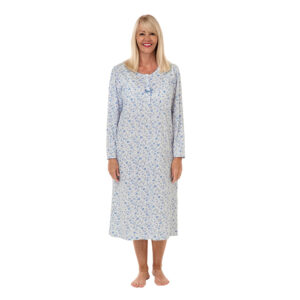 Ladies Marlon 100% Cotton Long Sleeve Jersey Nightdress